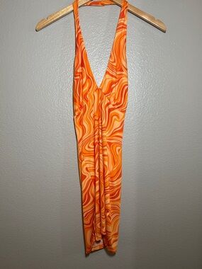 H&M Orange Swirl Midi Dress